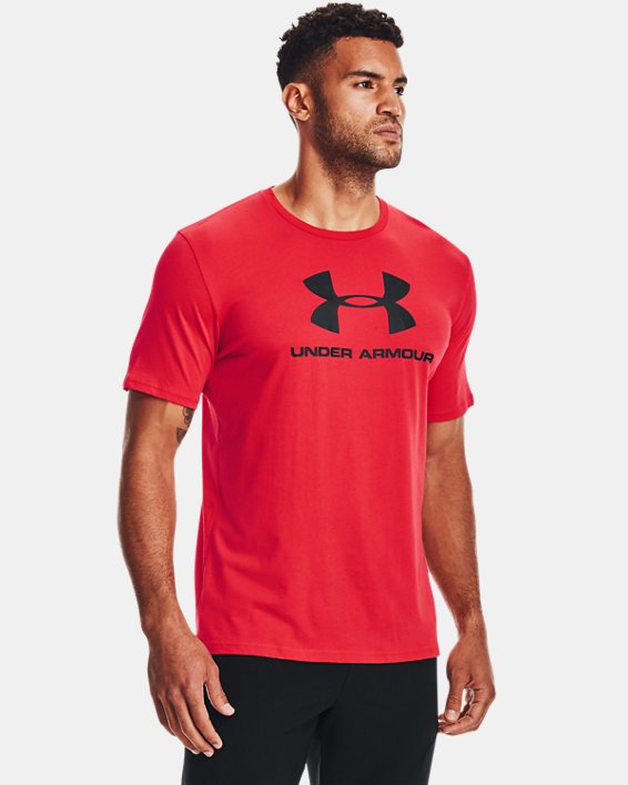 男士UA Sportstyle Logo短袖T恤, Red, pdpMainDesktop image number 0
